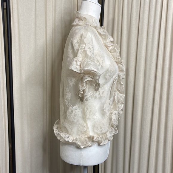 EUC- VINTAGE HAND MADE DELICATE LACE BLAZER SIZE SIZE LARGE - Picture 5 of 8